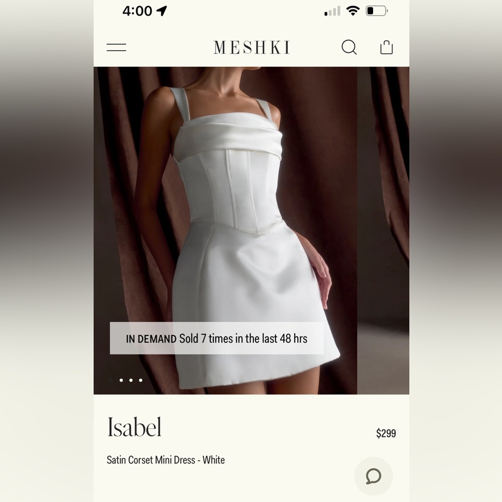 Meshki Isabel Satin Corset Mini Dress